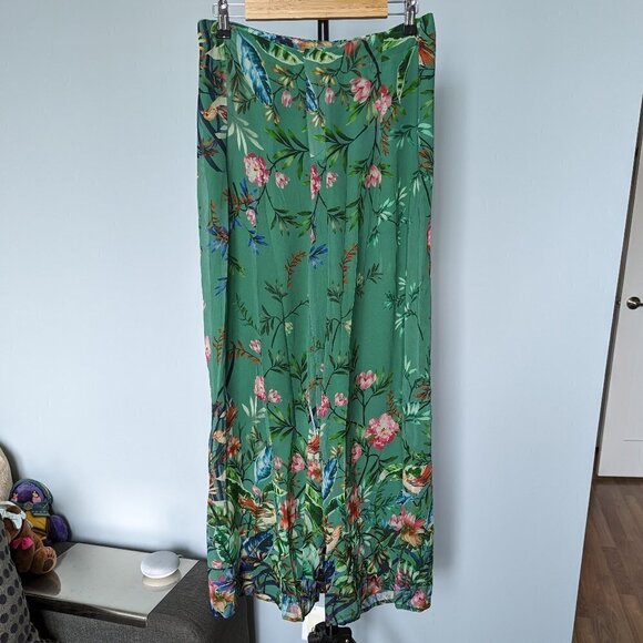 Wide Leg Flowy Green Floral Pants - El Corto Ingles Woman - Picture 2 of 13
